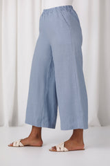 Linen Wide Leg Crop | Chambray