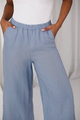 Linen Wide Leg Crop | Chambray