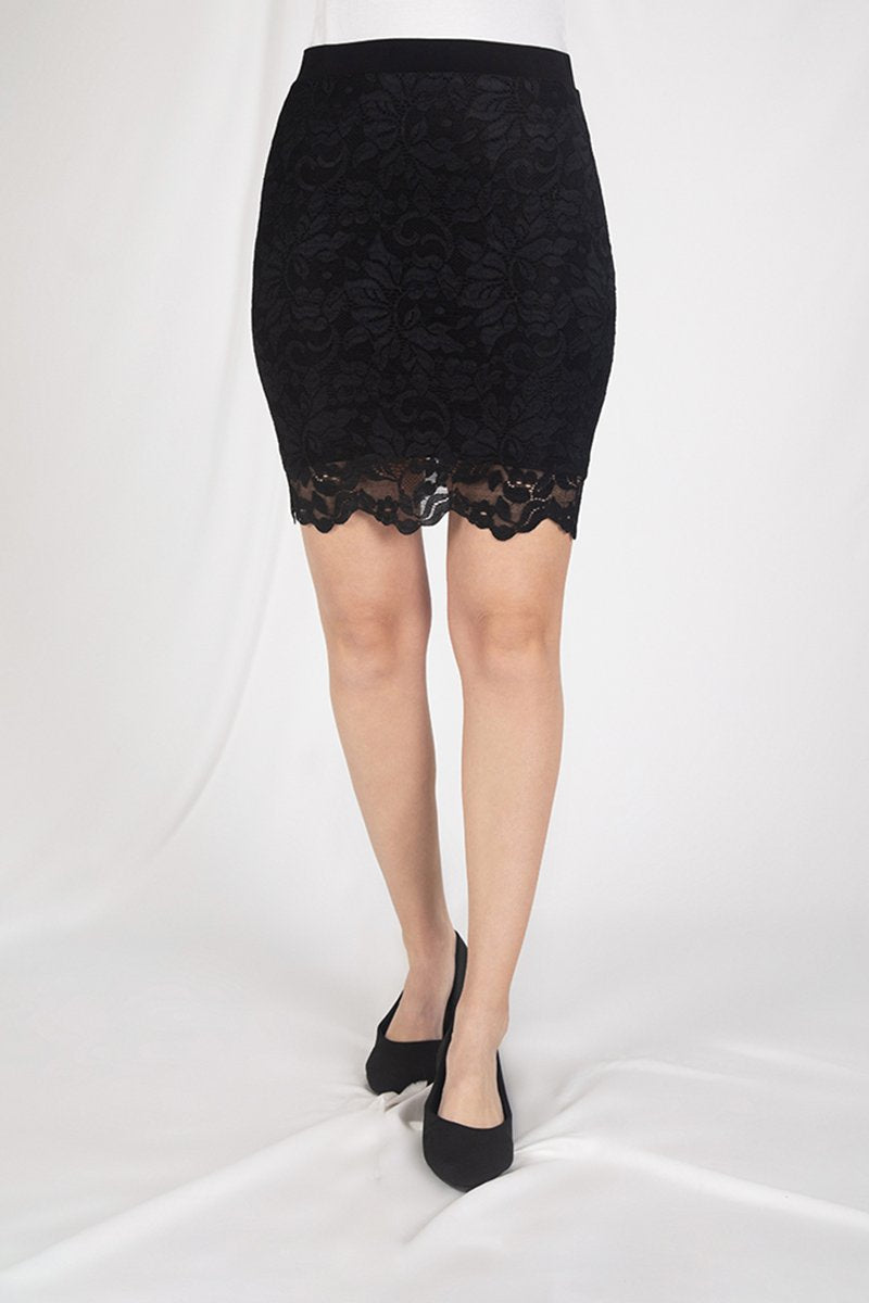 Lace Reversible Mini Skirt | Black